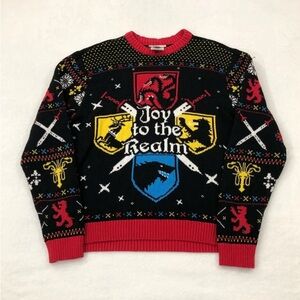 HBO Rare Game of Thrones Ugly Holiday Sweater Joy to the Realms Men’s XL Black
